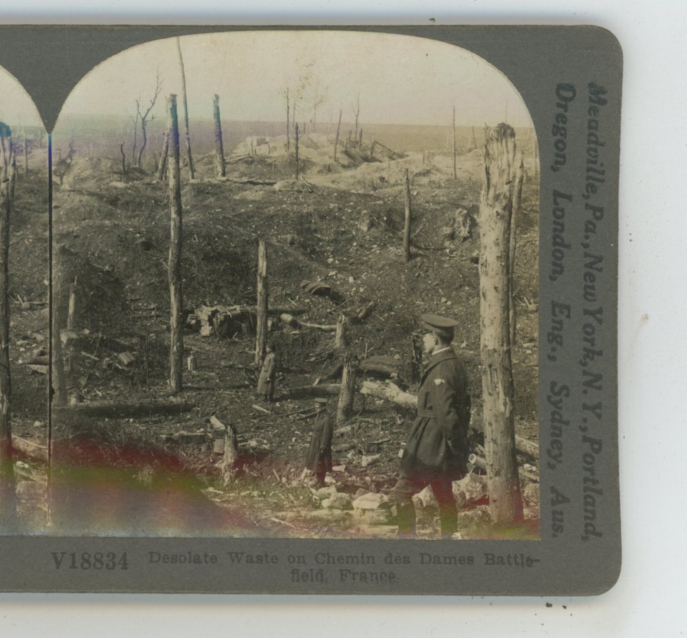 Desolate Waste Chemin des Dames Battlefield France WWI Keystone Stereoview
