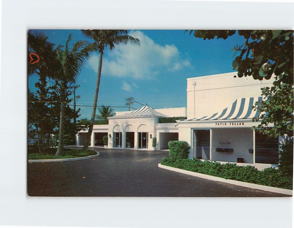 Postcard First National bank in Palm Beach Florida USA
