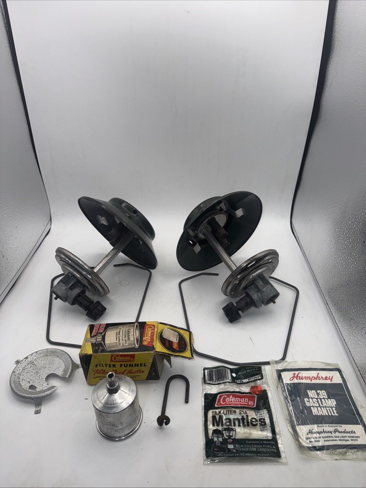 2 Coleman Propane Lantern / Funnel & Silk Mantle Lot/ Junk Drawer Stuff.