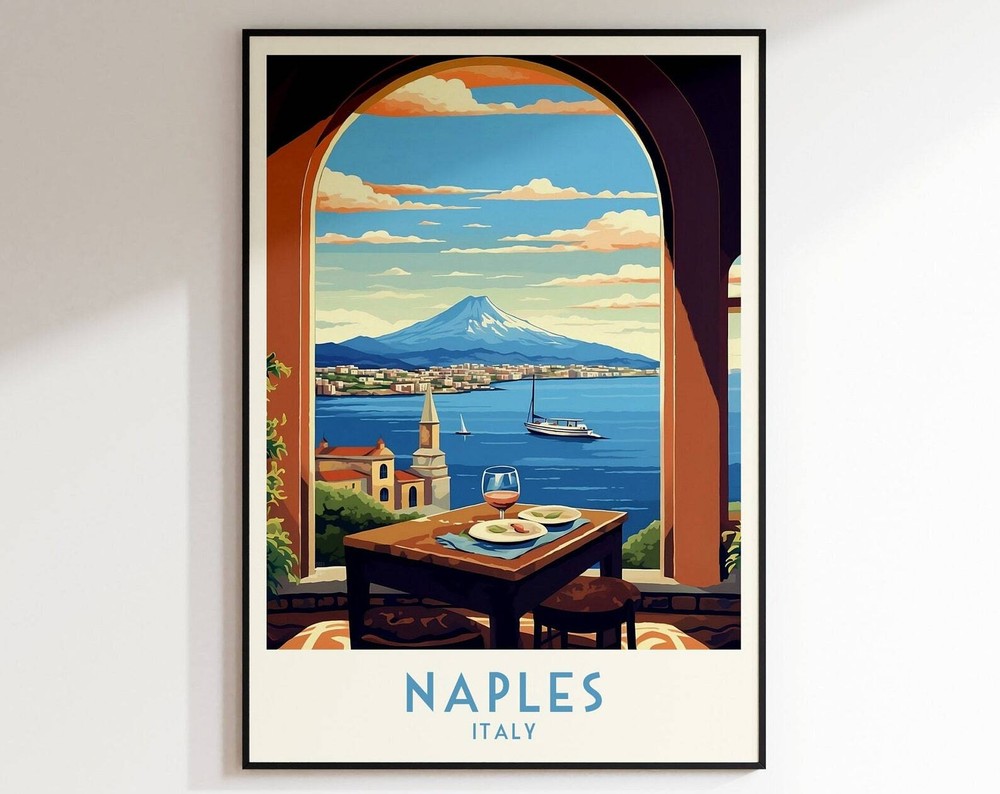 Naples Travel Print Italy Print Italy Home Decor Retro Wall Art Wedding Gift