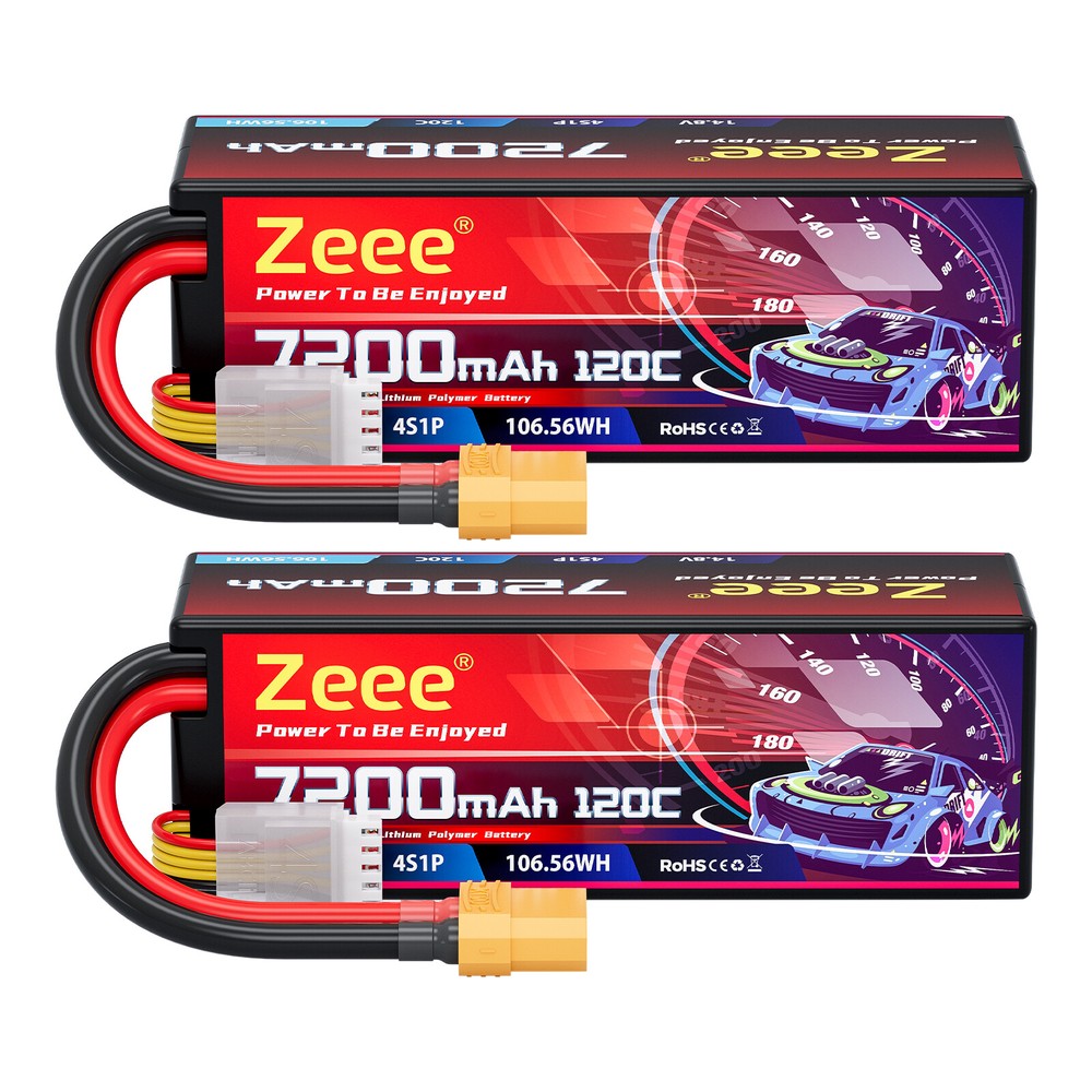 2x Zeee 4S Lipo Battery 7200mAh 14.8V 120C XT90 for RC Car Truck Racing Models