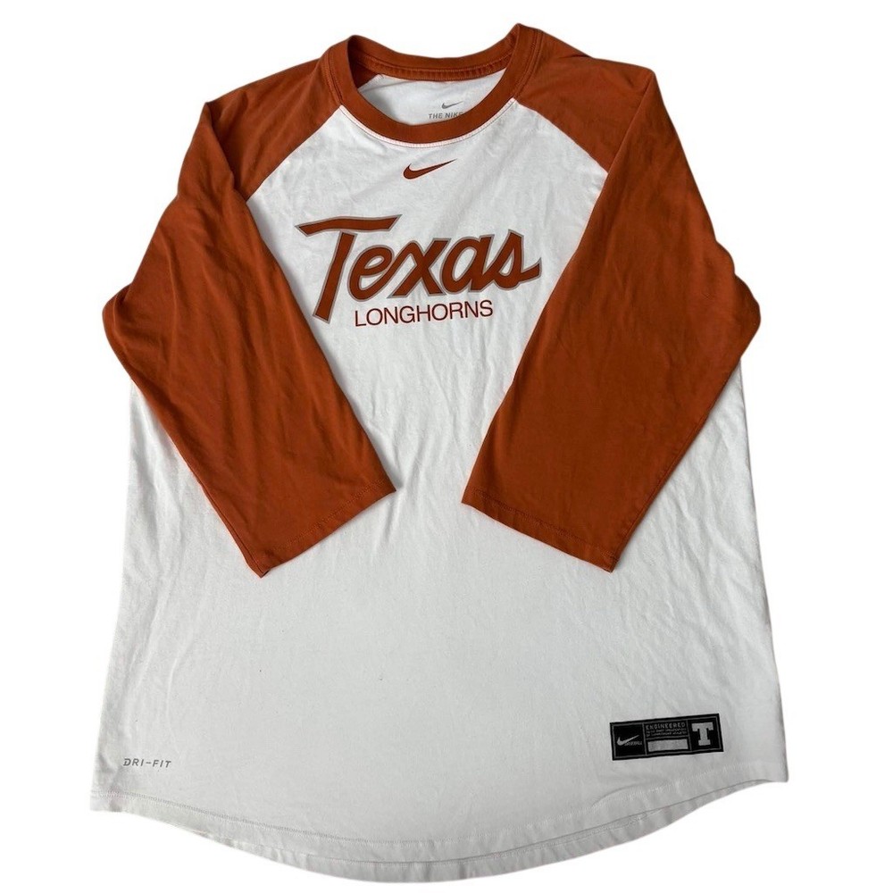 Nike Texas Longhorns  Dri-FIT Mens T-Shirt Orange 3/4 Sleeve Size L