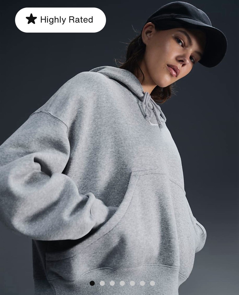 Nike Oversized Hoodie Sweatshirt Womens XS Phoenix Fleece Pullover Gray