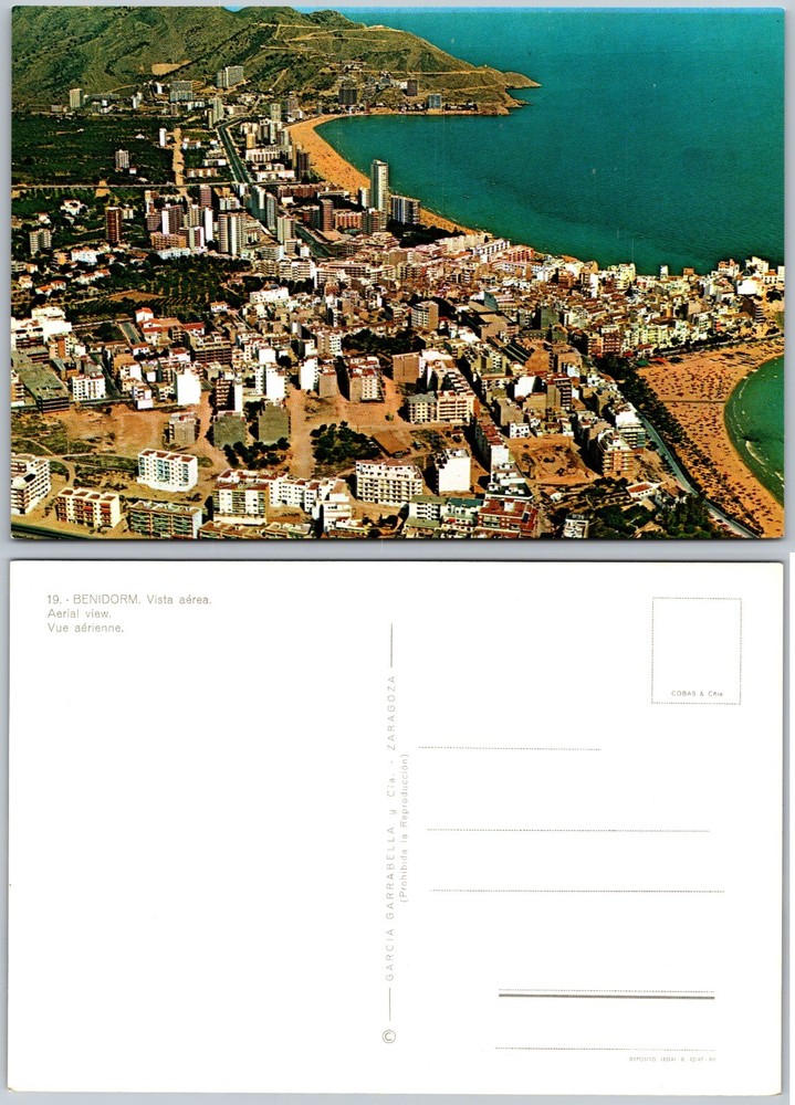 Continental Benidorm Aerial View Postcard