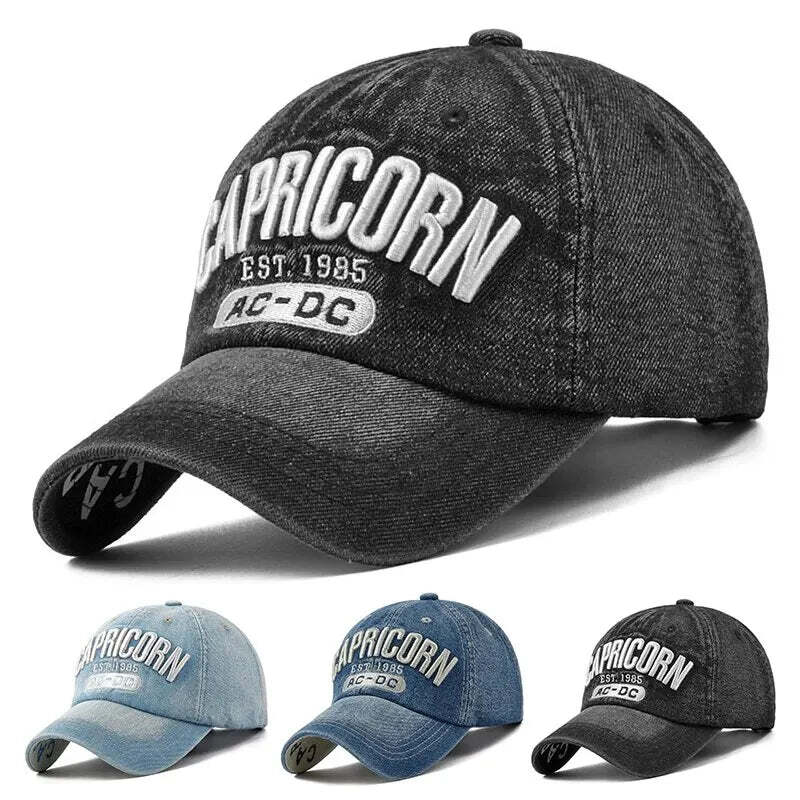 CAPRICORN Embroidery Washed Baseball Caps