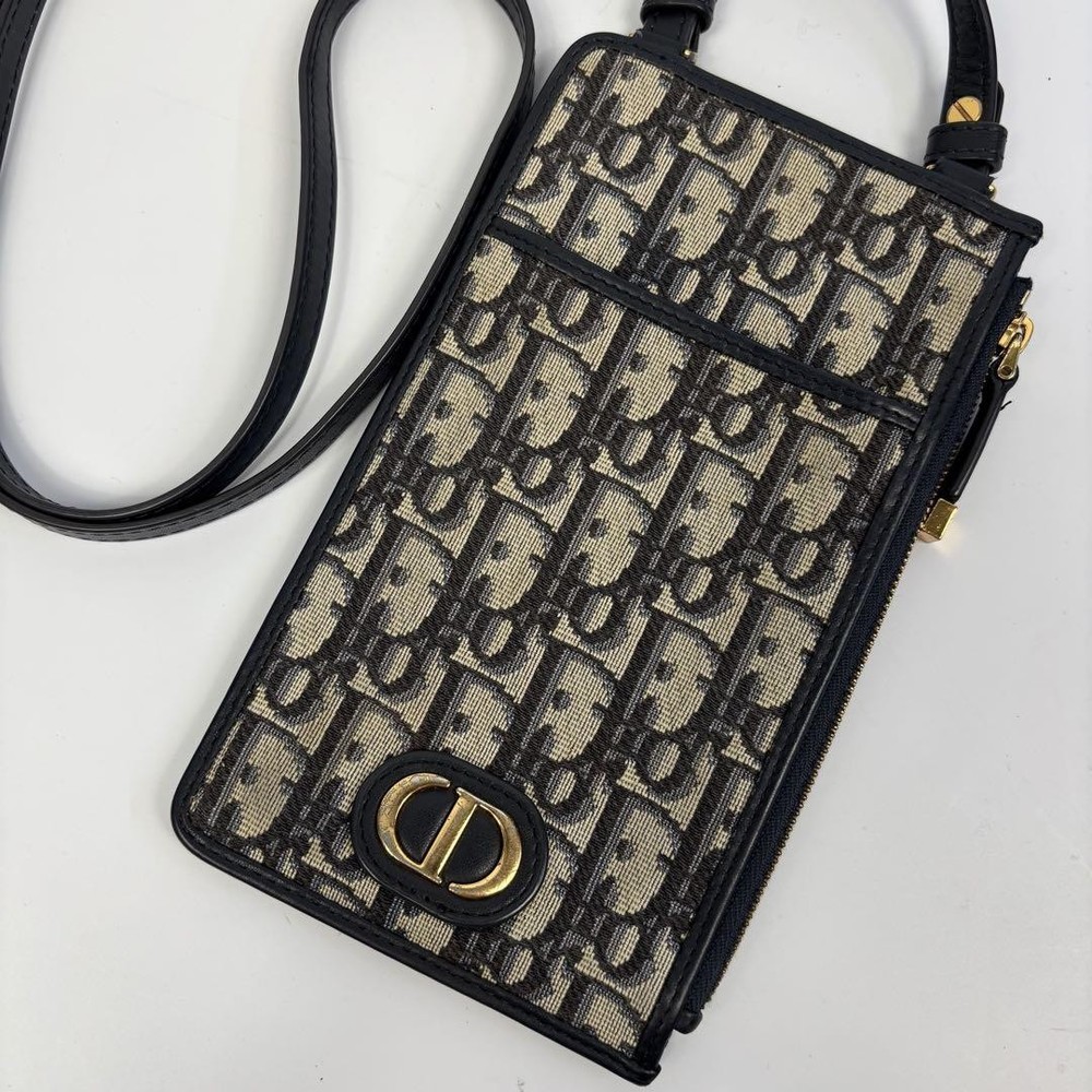 Dior Oblique Leather Wallet Shoulder Bag Preowned