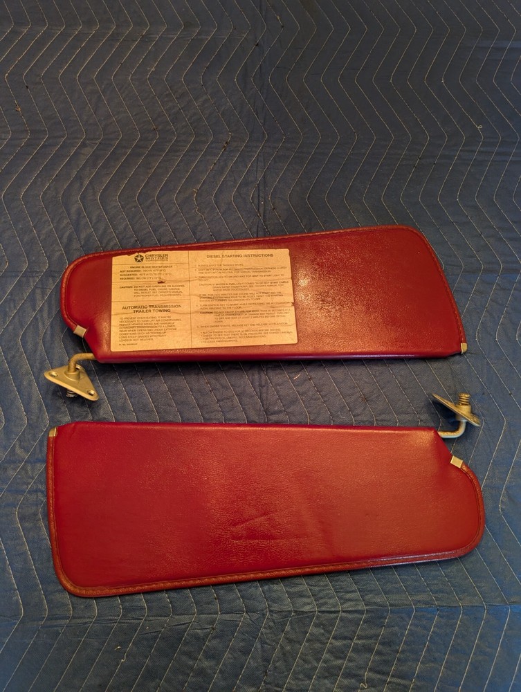 1981-1993 Dodge D150 D250 D350 Ramcharger Red Vinyl OEM Sun Visors