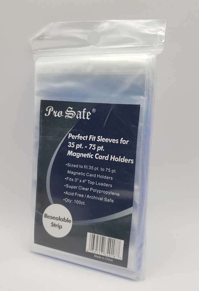 (100-Pack) Pro Safe Resealable Perfect Fit Sleeves - Magnetic Card Holder Size