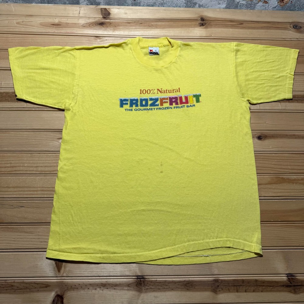 Vintage 80s Frozfruit The Gourmet Frozen Fruit Bar Natural Promo T-Shirt USA XL