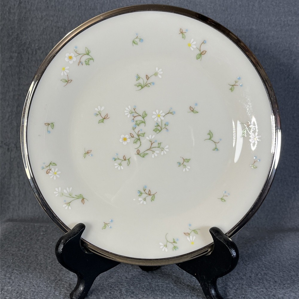 Lenox May Flowers Bread and Butter Plate Platinum Rim USA 6.25” Vintage