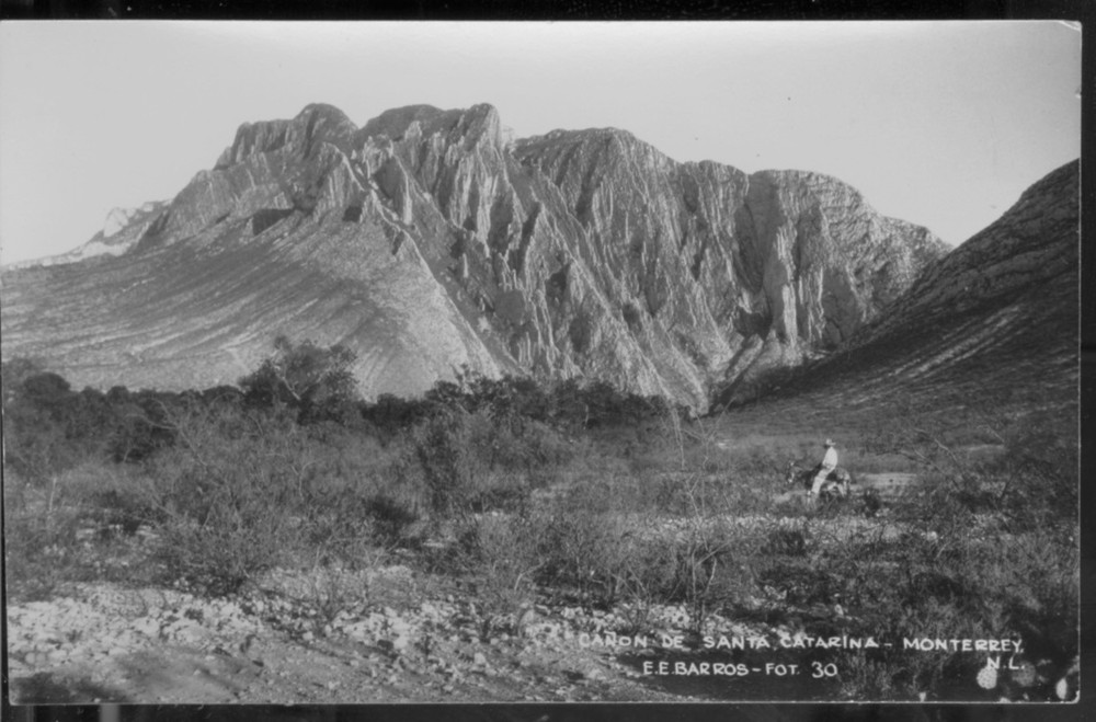 Postcard Mexico Canon de Santa Catarina Monterrey N.L. 1940s RPPC E.E. Barros