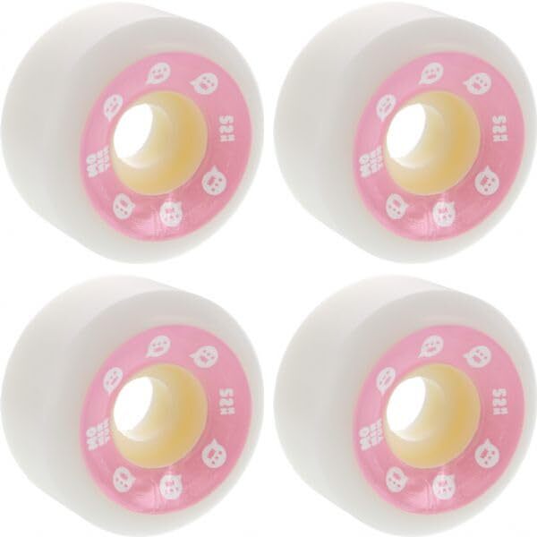 Momentum Wheels V2 Spiral White Pink Skateboard Wheels 52mm 101a Set of 4
