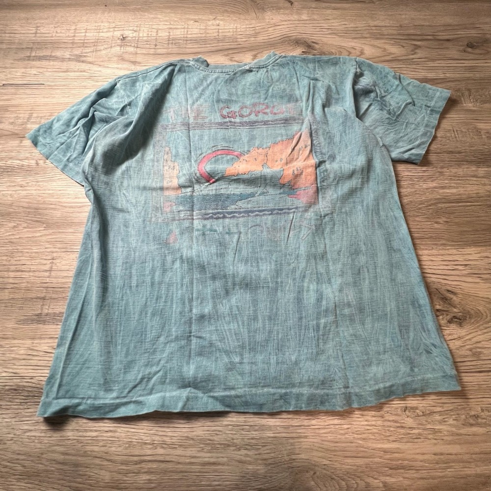Shred Threads T-Shirt Mens L Faded Teal The Gorge Graphic Distressed Vintage 90s