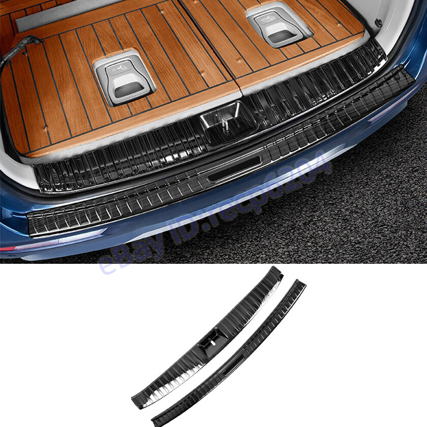 2* Black Inner + Outer Rear Bumper Protector Sill Trim For Kia Carnival 22-2024