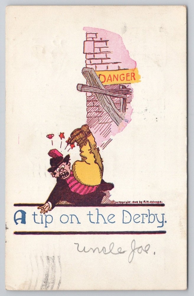 1906 A Tip on the Derby Humorous Cartoon Postcard - Posted Winning GA