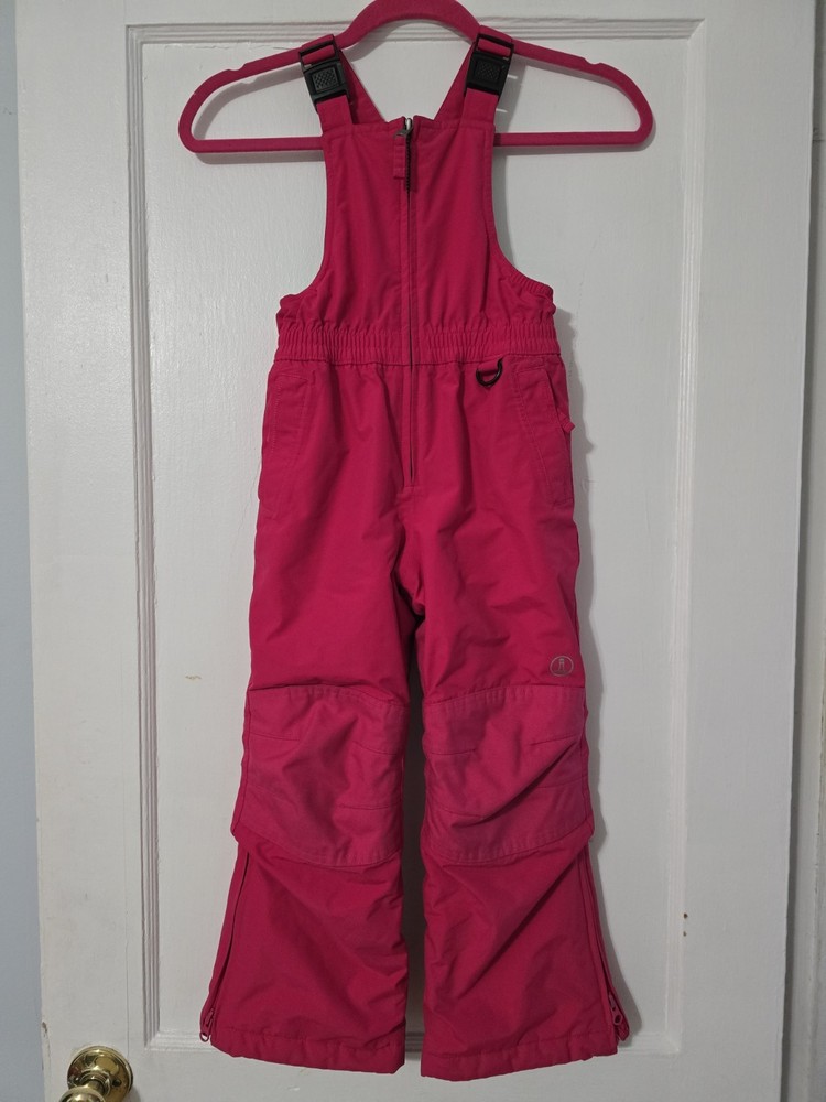 Lands' End Snow Bibs Kids 5 Pink Insulated Nylon Grow A Long Adjustable Straps