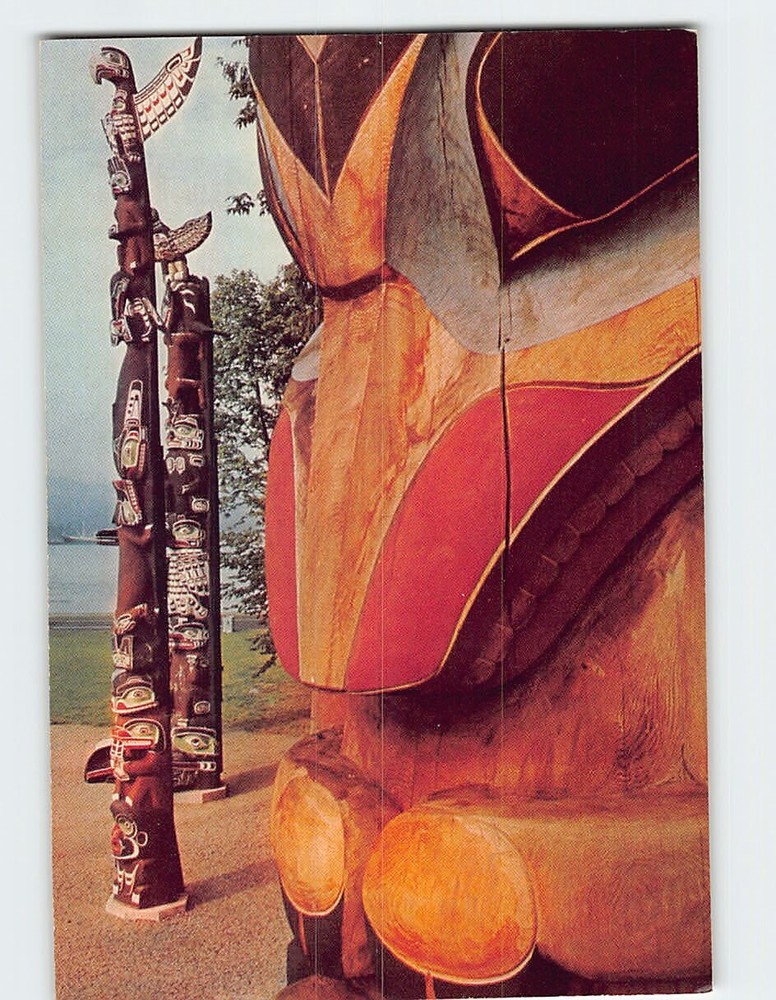 Postcard Totem Poles In Stanley Park Vancouver BC Canada