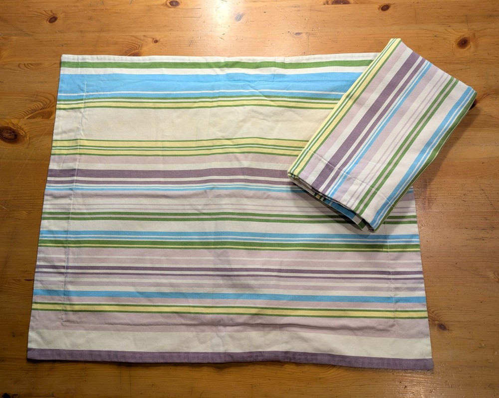 New 2 Pottery Barn PB Teen Striped Euro Pillow Shams Cotton Canvas  24