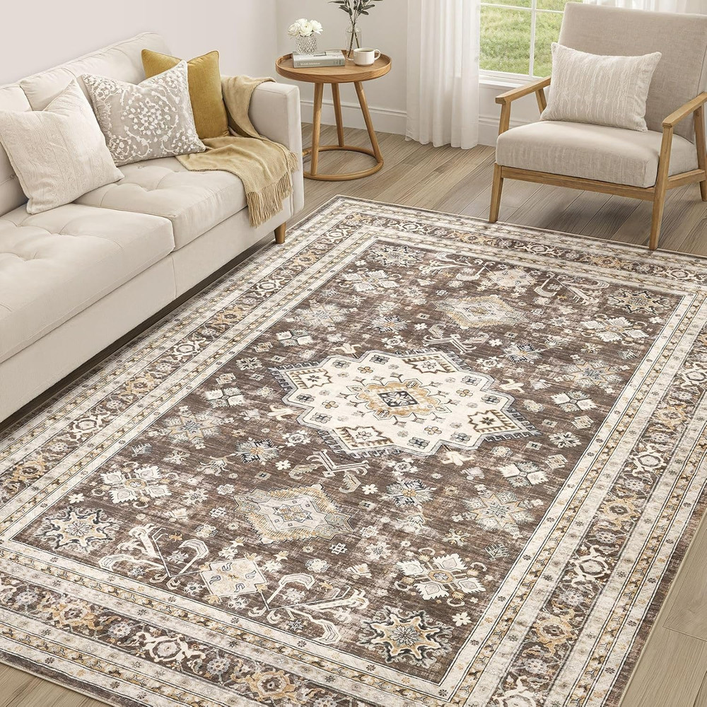 Vintage Living Room Area Rug 5X7 - Large Soft Washable Oriental Traditional Dist