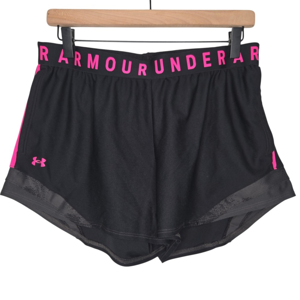 Under Armour Womens Black Pink Play Up Athletic Shorts Large