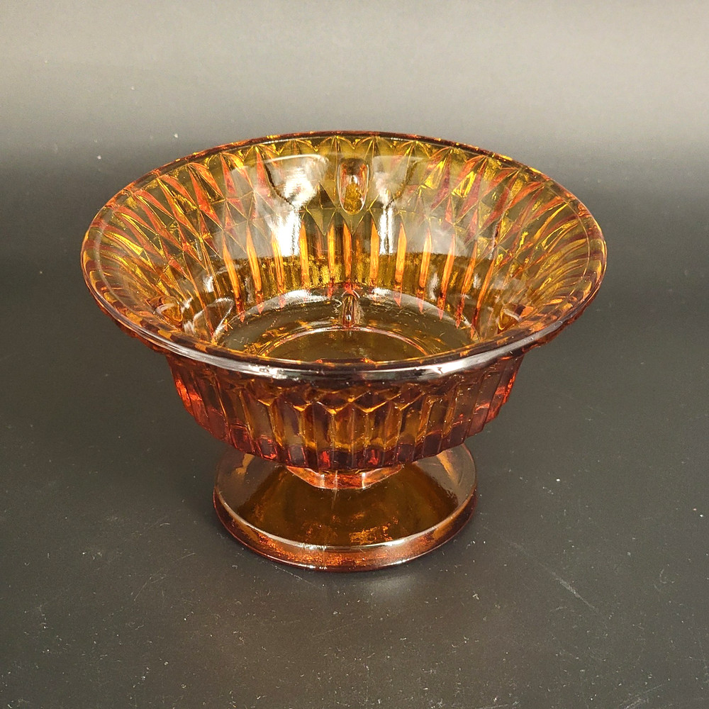 Vintage INDIANA GLASS Amber Diamond Point Fairy Lamp Bottom BASE ONLY