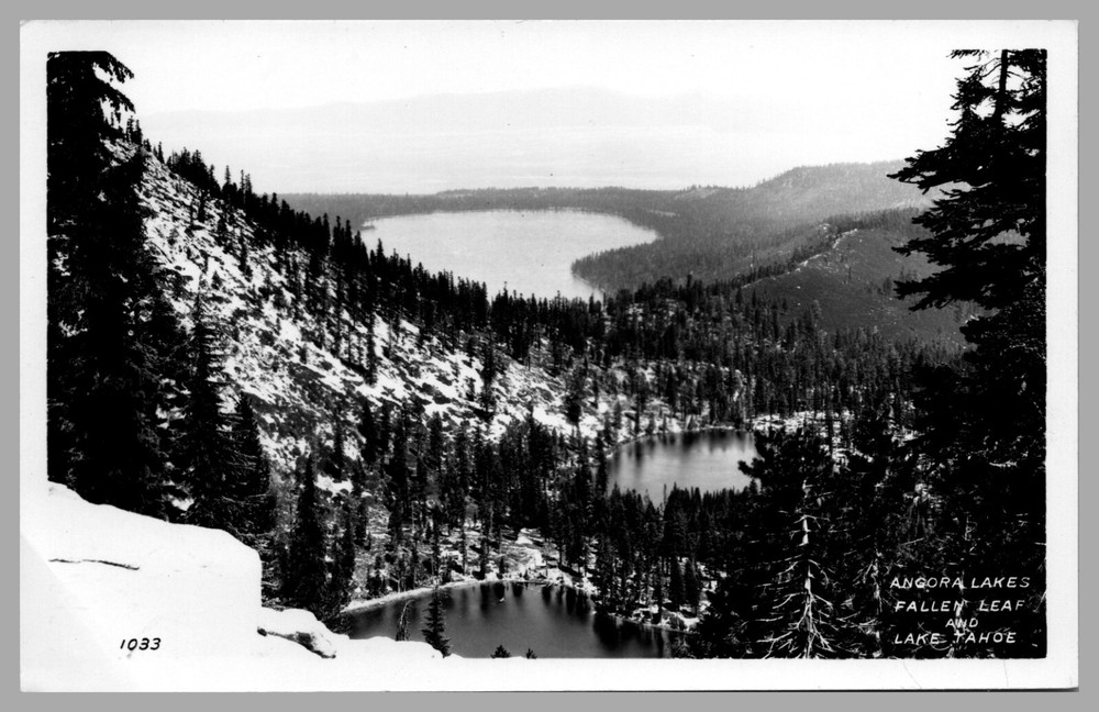 Angora Lakes Fallen Leaf And Lake Tahoe California C. 1930-1950 RPPC Postcard