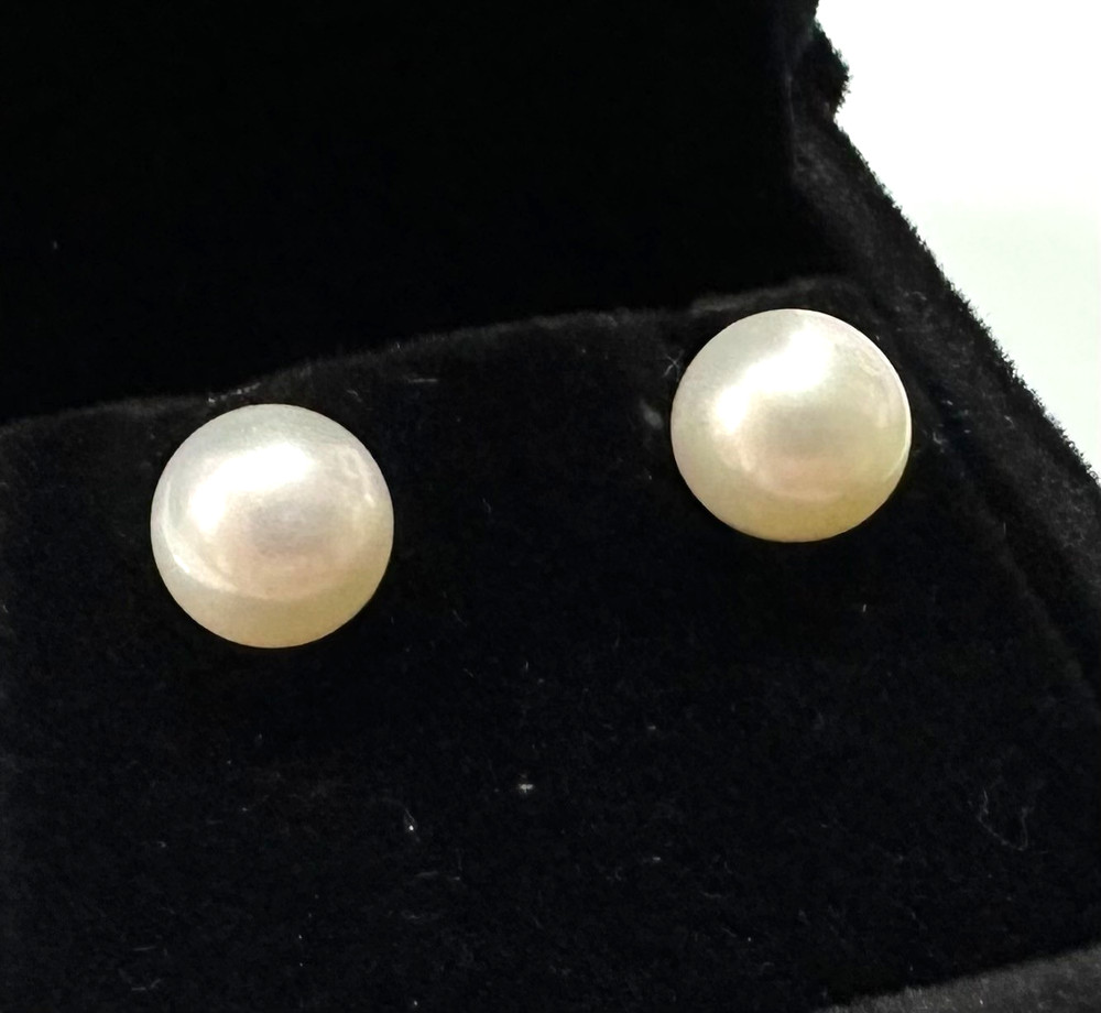 Vintage Genuine Pearl Stud  Earrings MARKED 925 Sterling Silver Jewelry Lot H