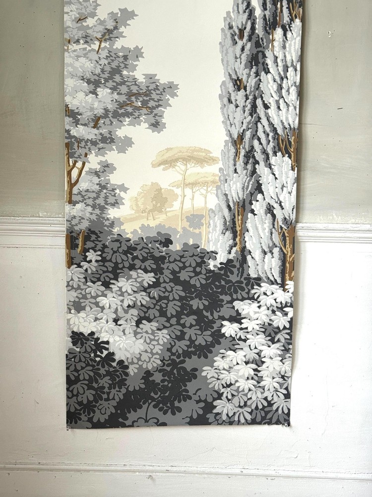 72x21 Zuber & Cie Les Lointains Mural Antique French Wallpaper Hand Block Print