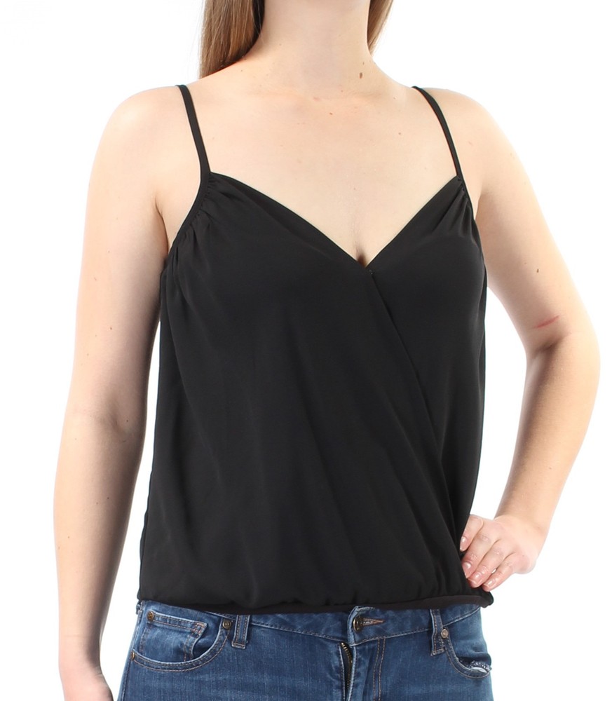 STATE Women's Black Spaghetti Strap V-Neck Bodysuit Top S
