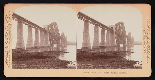 Photo:Forth Bridge Scotland 1902 railway bridge stereoview