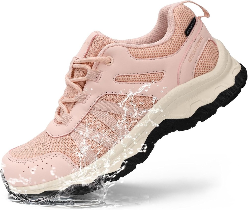 ANJOUFEMME Women's Waterproof Hiking Shoes Non Slip Sneakers Lightweight...
