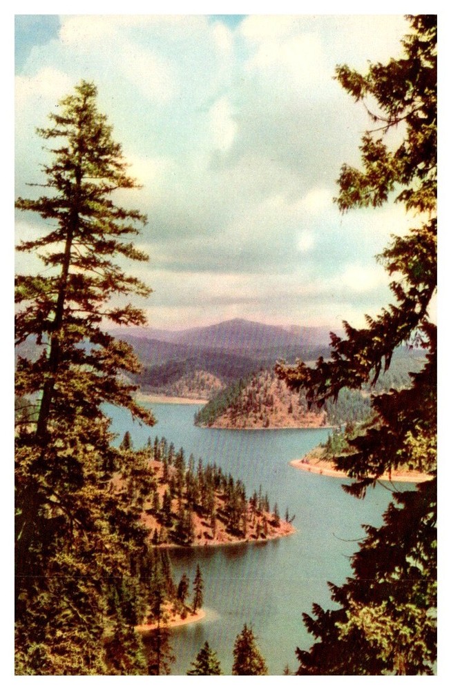 1940s Colorful Lake Coeur d’Alene Idaho Vintage Postcard
