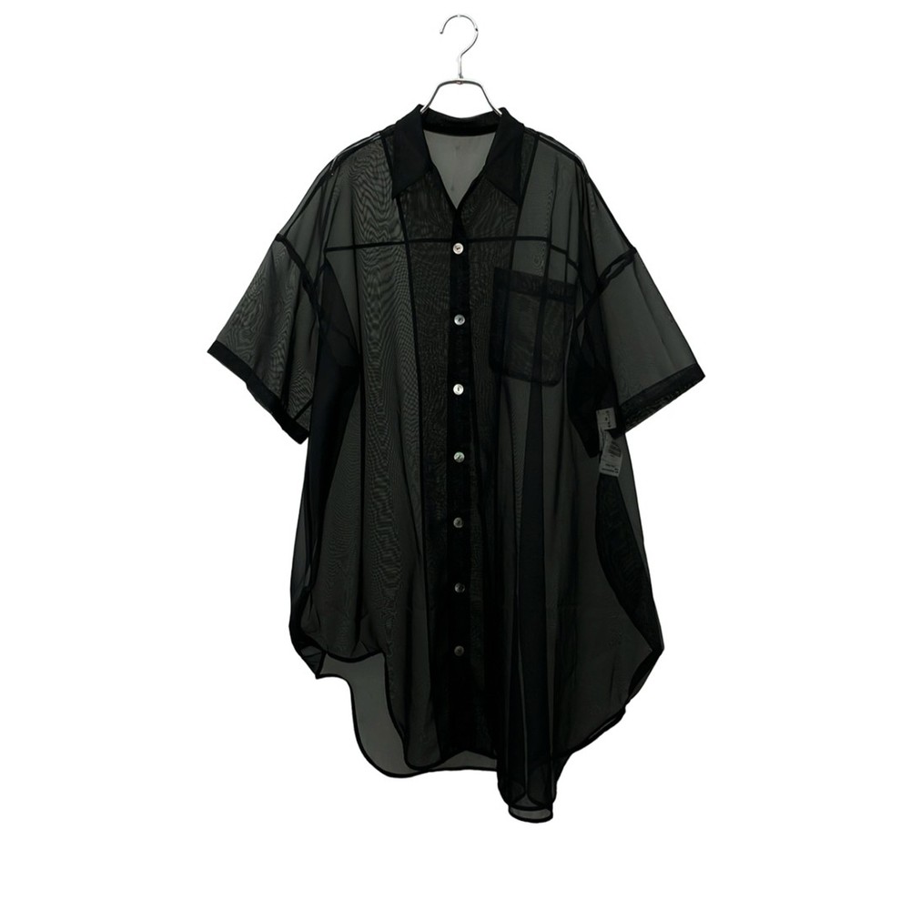 Enfold Long Sleeve Shirt Blouse Asymmetric Black 300GA130-0120 Women's Size 38