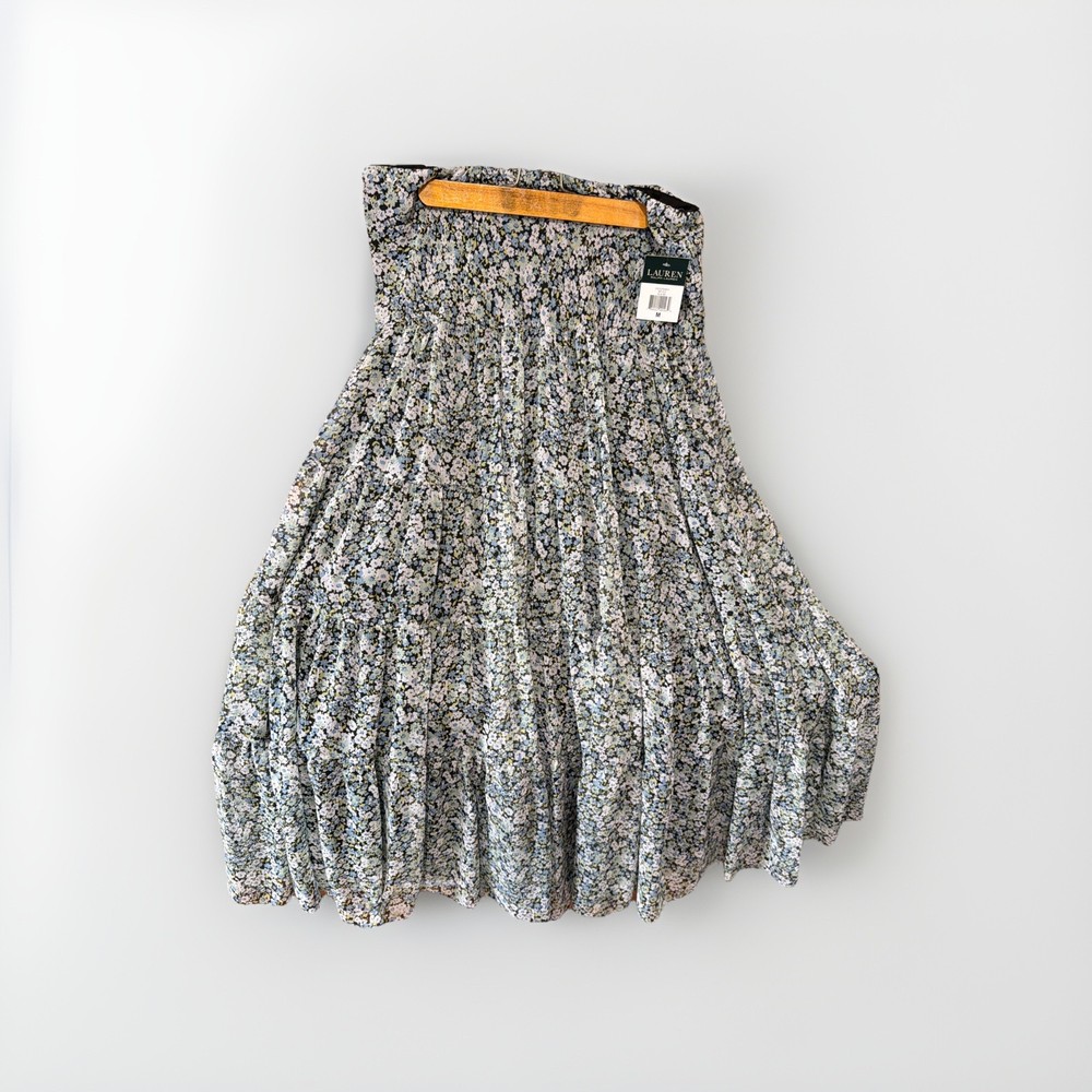 Lauren Ralph Lauren Womens M Tiered Prairie Maxi Skirt Blue MU Boho Chic NWT