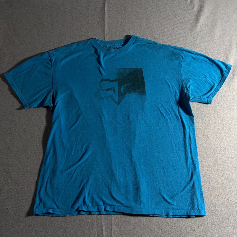 Fox Racing Mens XL Blue Graphic T-Shirt Motocross Logo Short Sleeve Cotton Tee