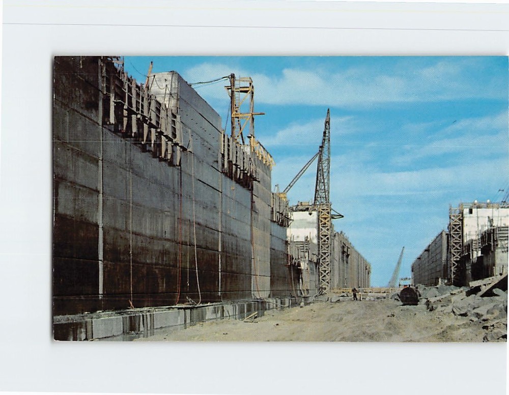 Postcard Billion-Dollar St. Lawrence River Seaway and Power Project Lock