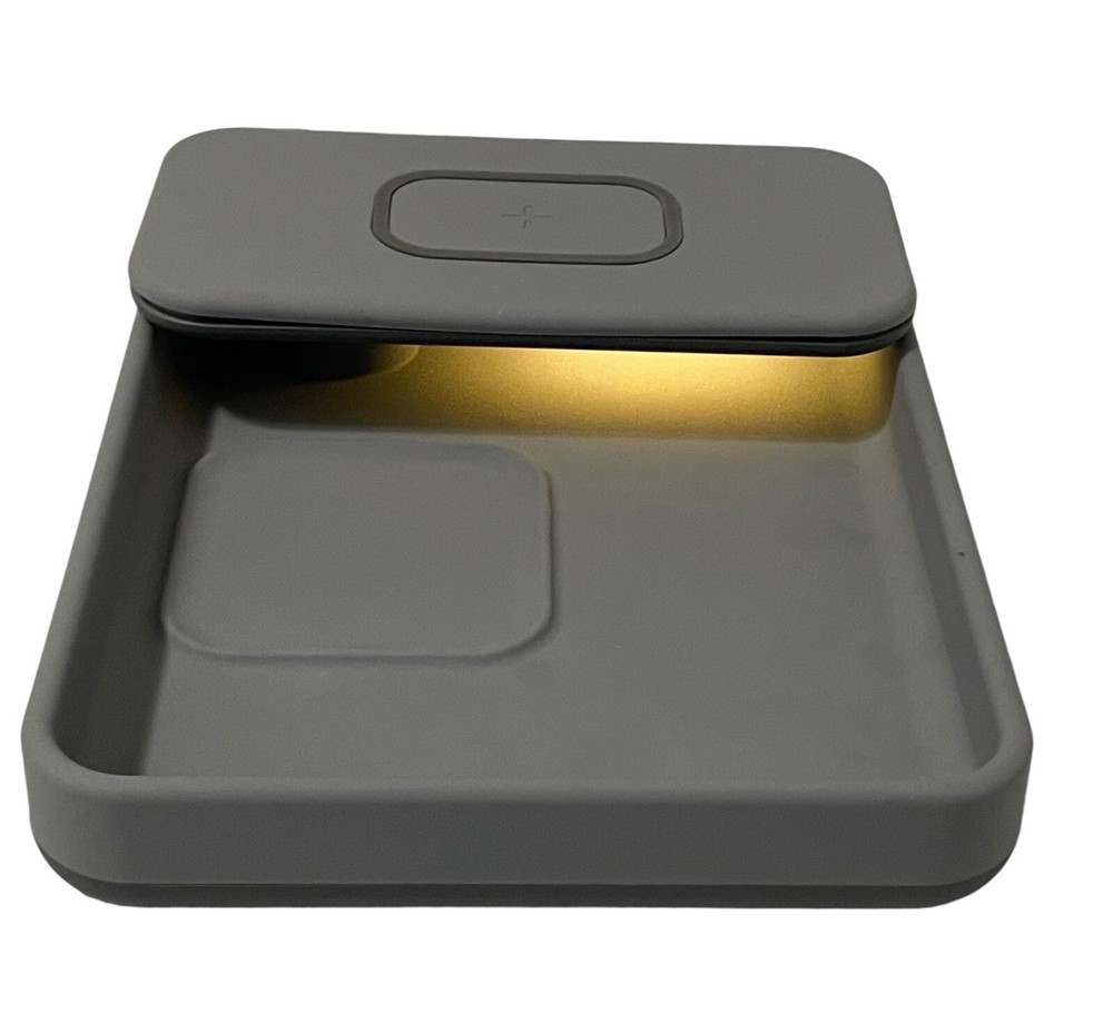 TYLT 10W Qi Wireless Charging Tray Gray For Phone Charging, Wallet, Keys