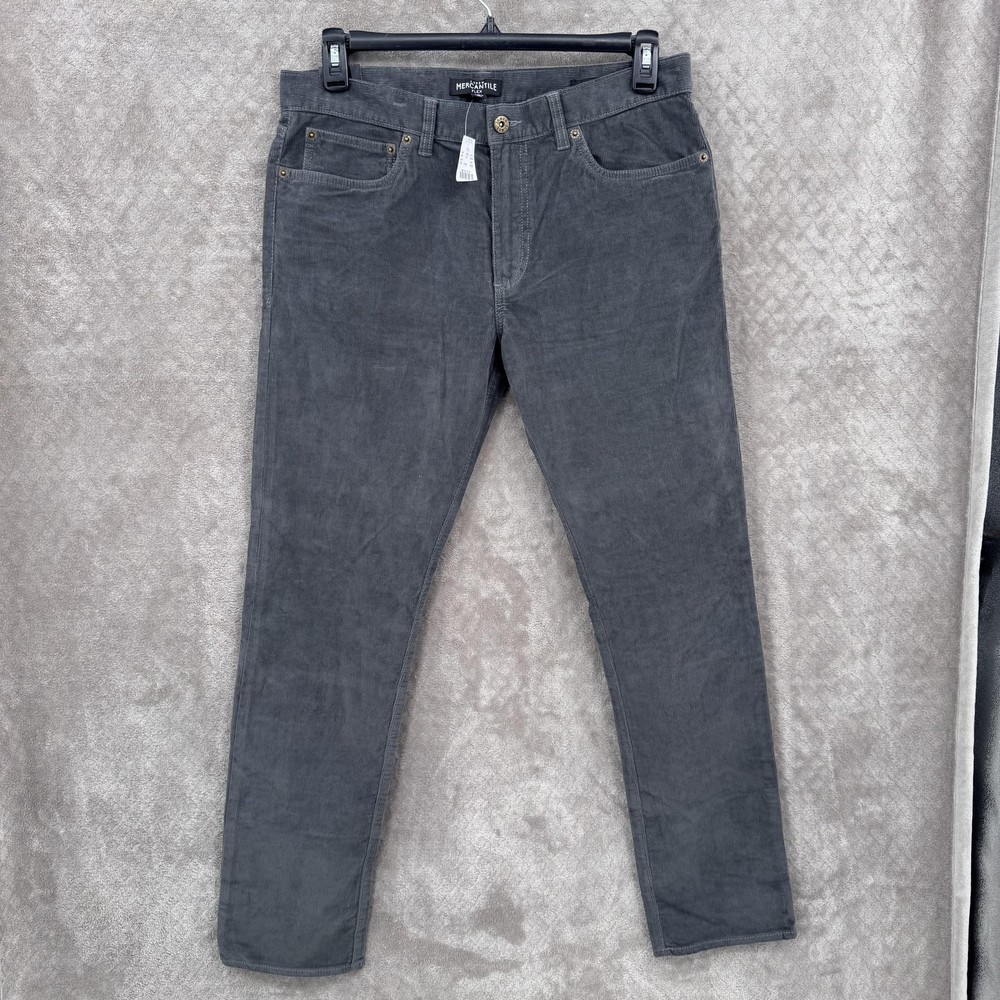 J Crew Mercantile Pants Mens 33x32 Gray Corduroy Slim Flex 5 Pocket