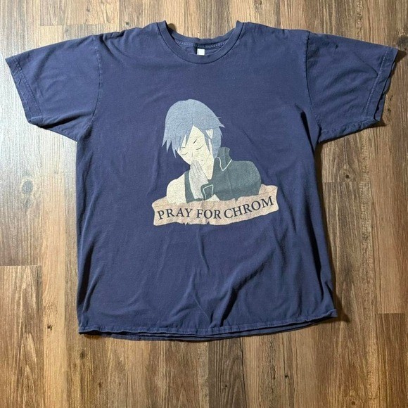 American Apparel Fire Emblem Awakening Pray For Chrom Graphic T-Shirt Navy XL