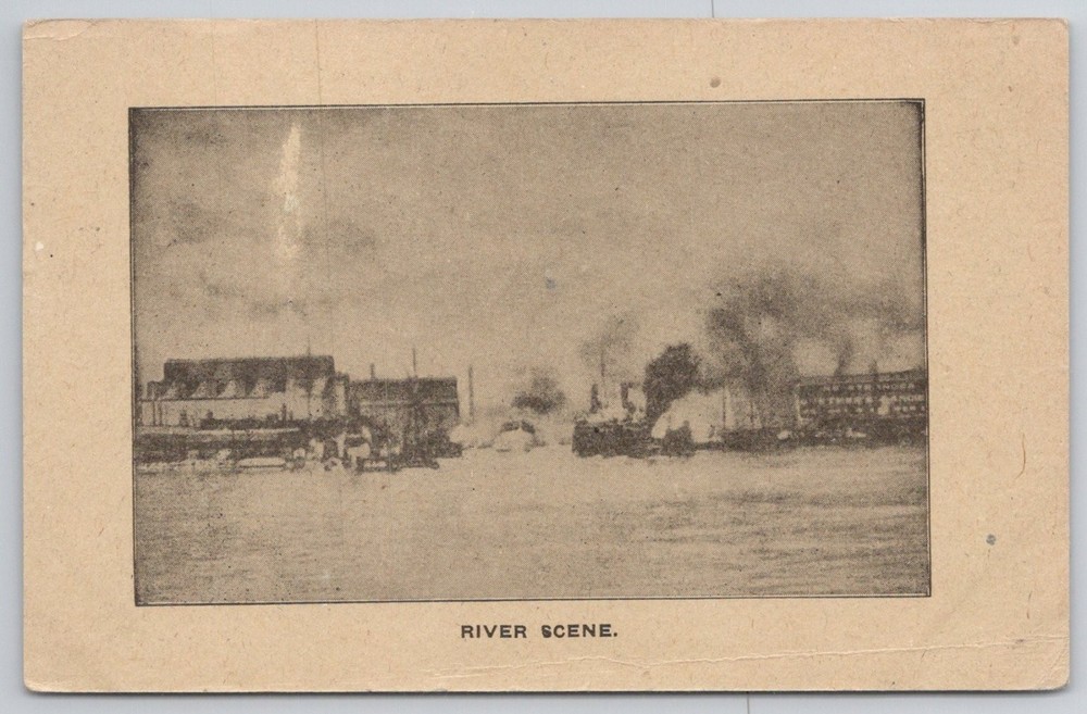 1910 Steamboat River Scene Postcard - Oakdale, California Postmark
