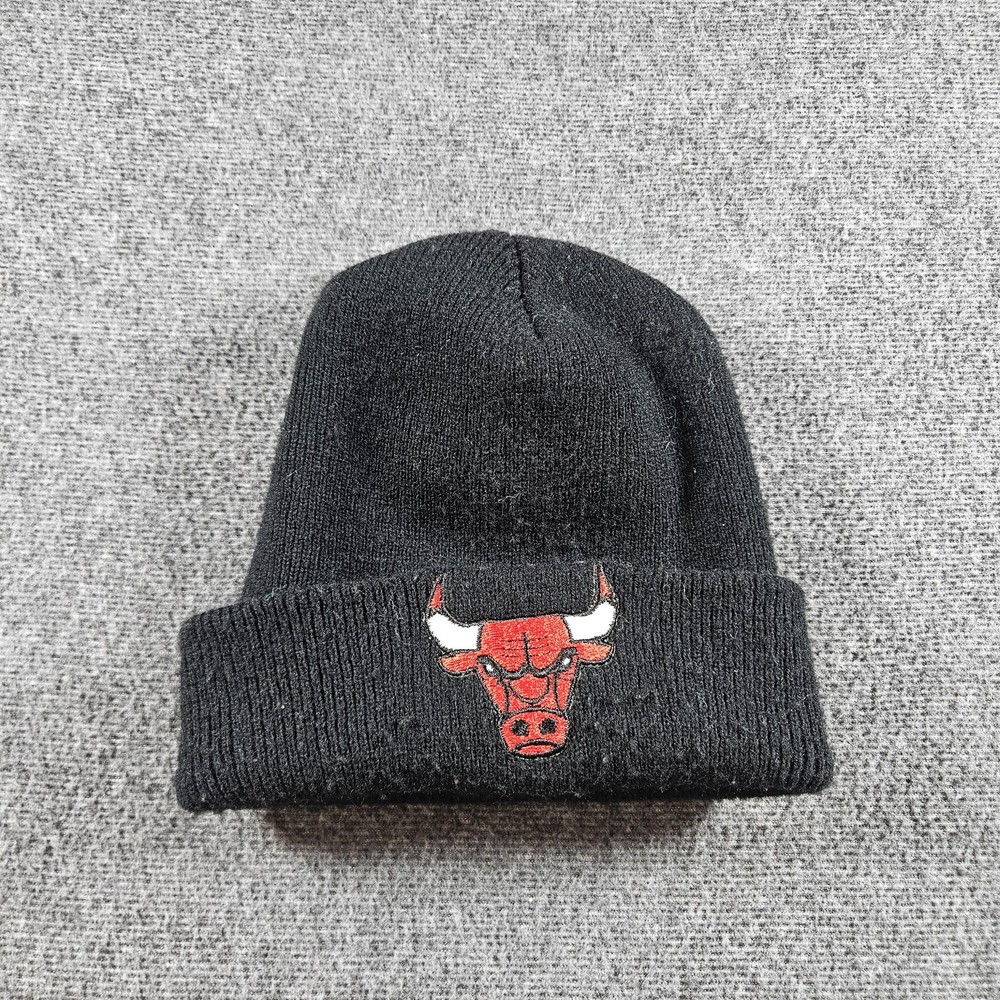 Chicago Bulls Hat Beanie Mens One Size Black NBA Basketball Winter Knit 90s