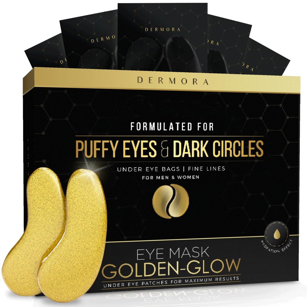 DERMORA Golden Glow Under Eye Patches 50 Pairs Eye Gels - Rejuvenating Treatm...