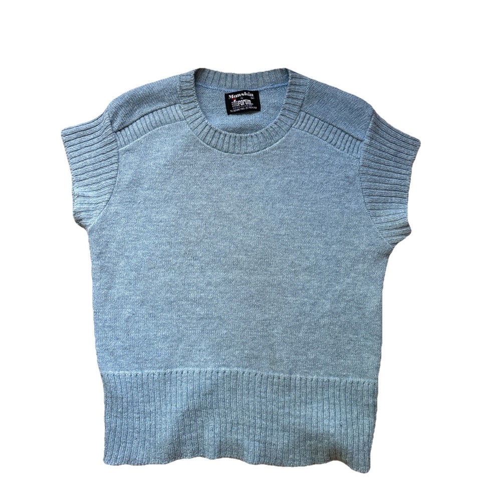 Light Blue Shetland Wool 1980’s Vintage Short Sleeve Crew Neck Sweater Forum M