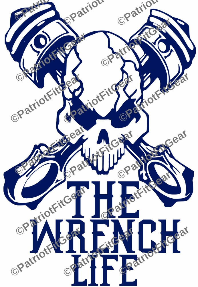 The Wrench Life,Mechanic,Gear Head,Wrenching,Skull,Pistons,Custom Vinyl Decal
