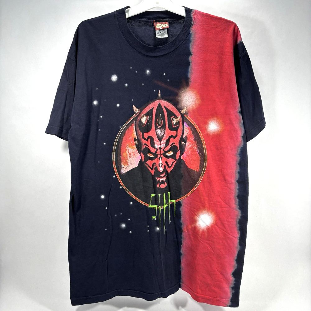 VTG 1999 Star Wars Episode 1 Darth Maul Sith Tie Dye Shirt Men's Size L