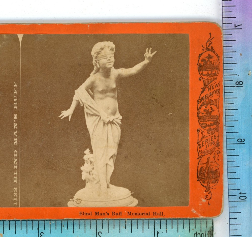 Blind Man Buff Memorial Hall Centennial Exposition 1876 Philadelphia Stereoview