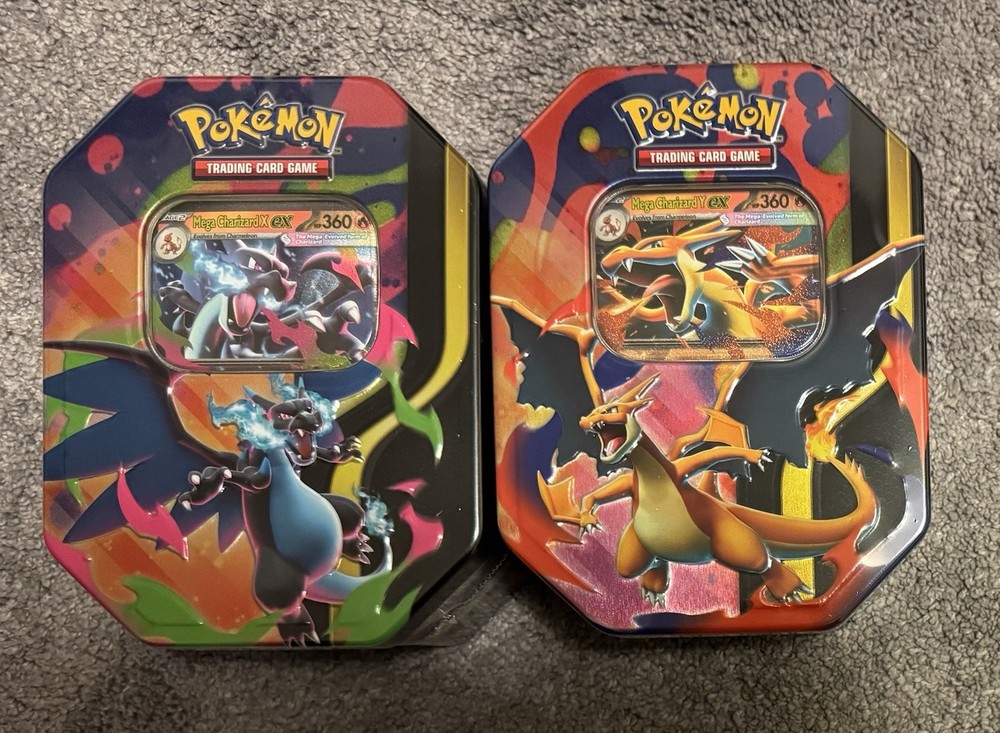 Pokemon TCG Mega Charizard X & Y EX Tins NEW Sealed - Box Set of 2 - 8 Pack Lot