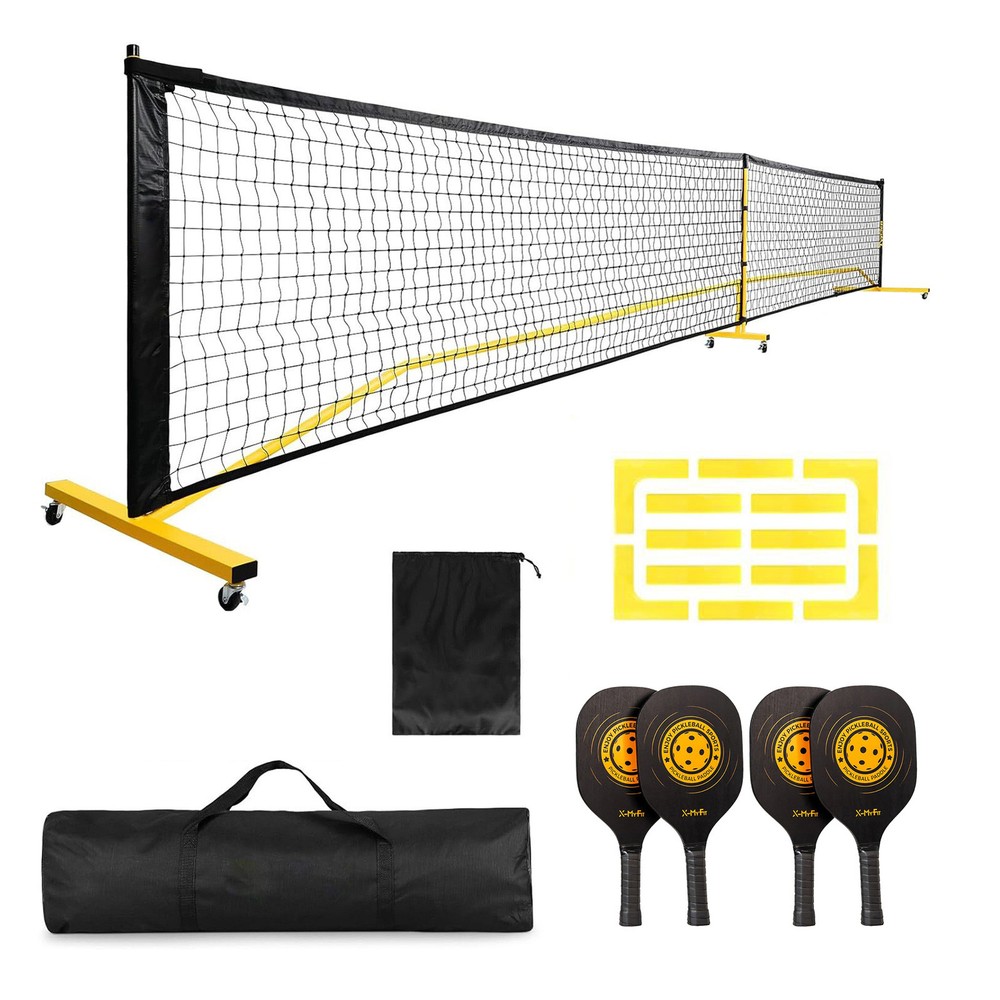 Pickleball Net Set With Wheels Court Marking Kit Pickleball Nets With 4 Rackets