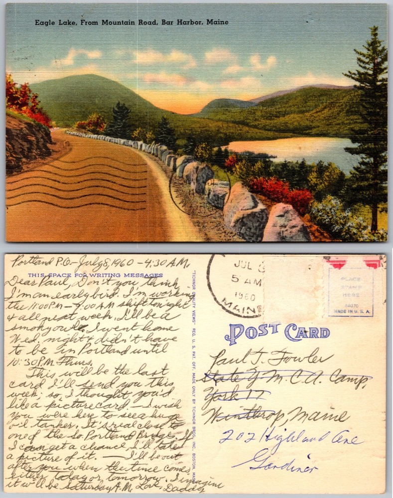 Eagle Lake Bar Harbor Maine Postcard
