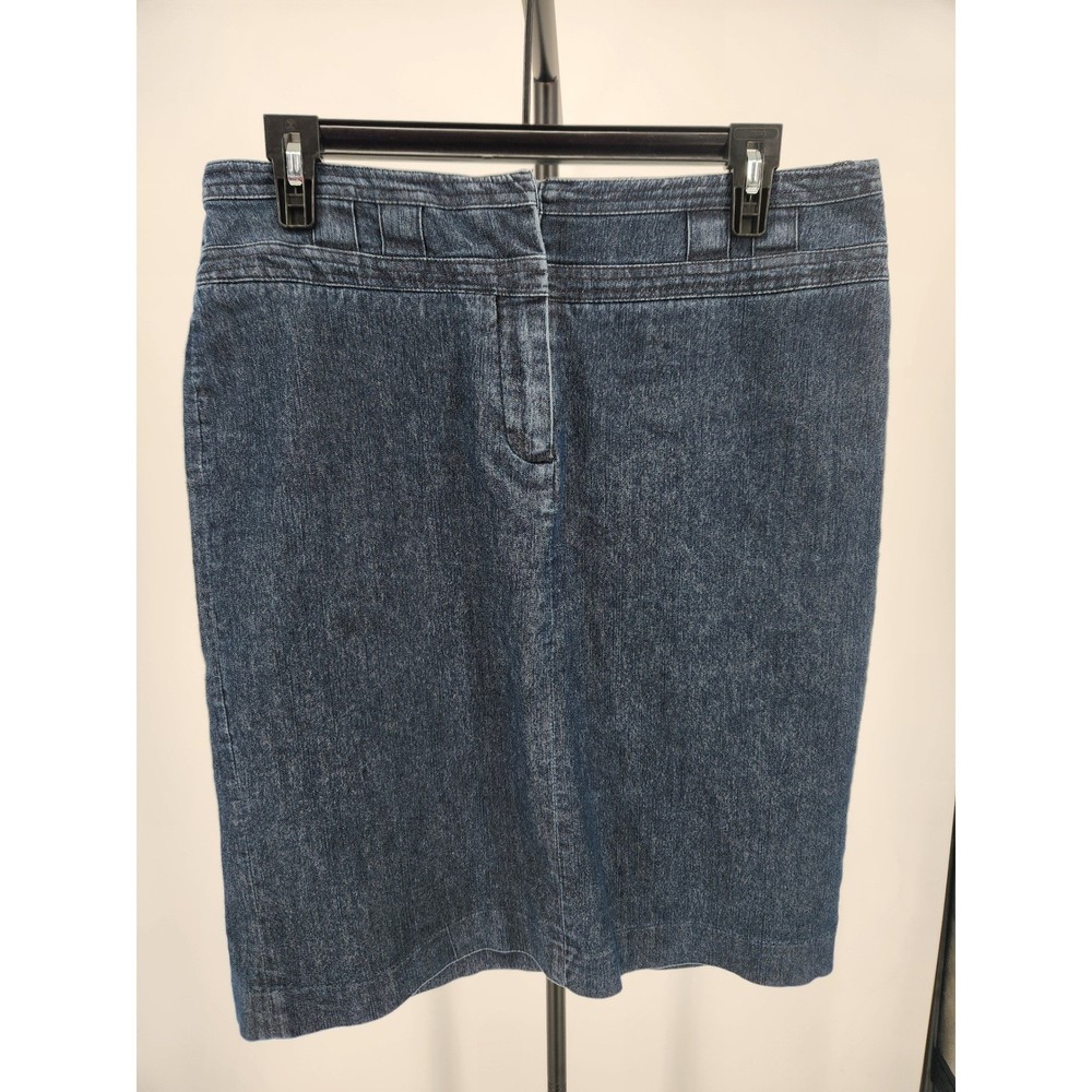 Sandro Sportswear Blue Denim Pencil Skirt Dark Wash Stretch Knee Length Size 10